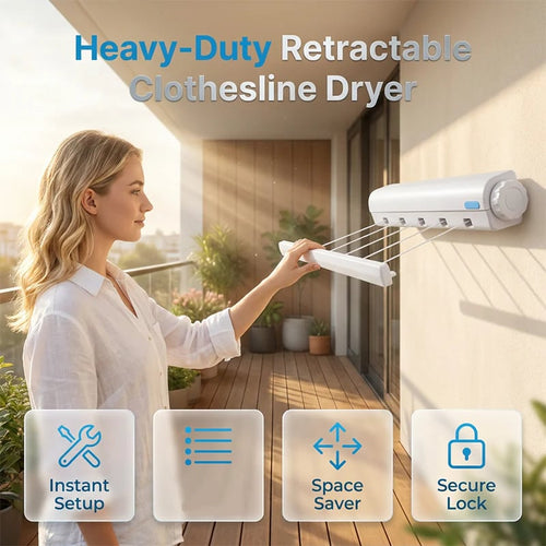 🔥Retractable Multi‑Line Clothesline Dryer｜Wall‑Mounted Space‑Saving Drying Line for Indoor & Outdoor Use