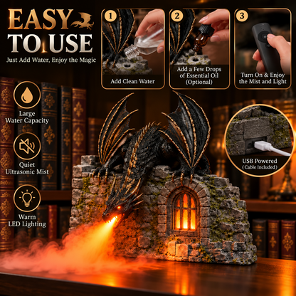 🐉 Dragon Humidifier with Flame Effect – Fantasy Magic for Your Reading Nook