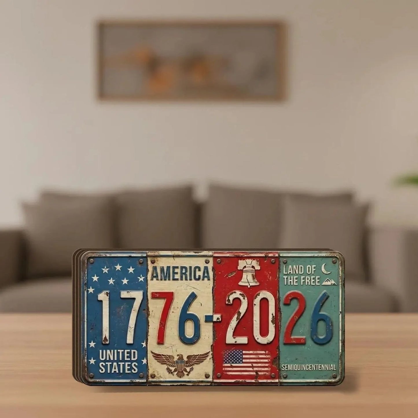 🔥Anniversary Block Sign | Rustic License Plate Art 1776-2026 Semiquincentennial Decor