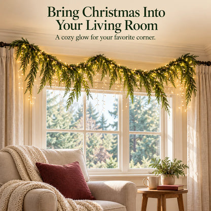 🎄 Christmas Greenery Garland & Warm Icicle Lights Set — Turn Empty Spaces Into Holiday Magic ✨