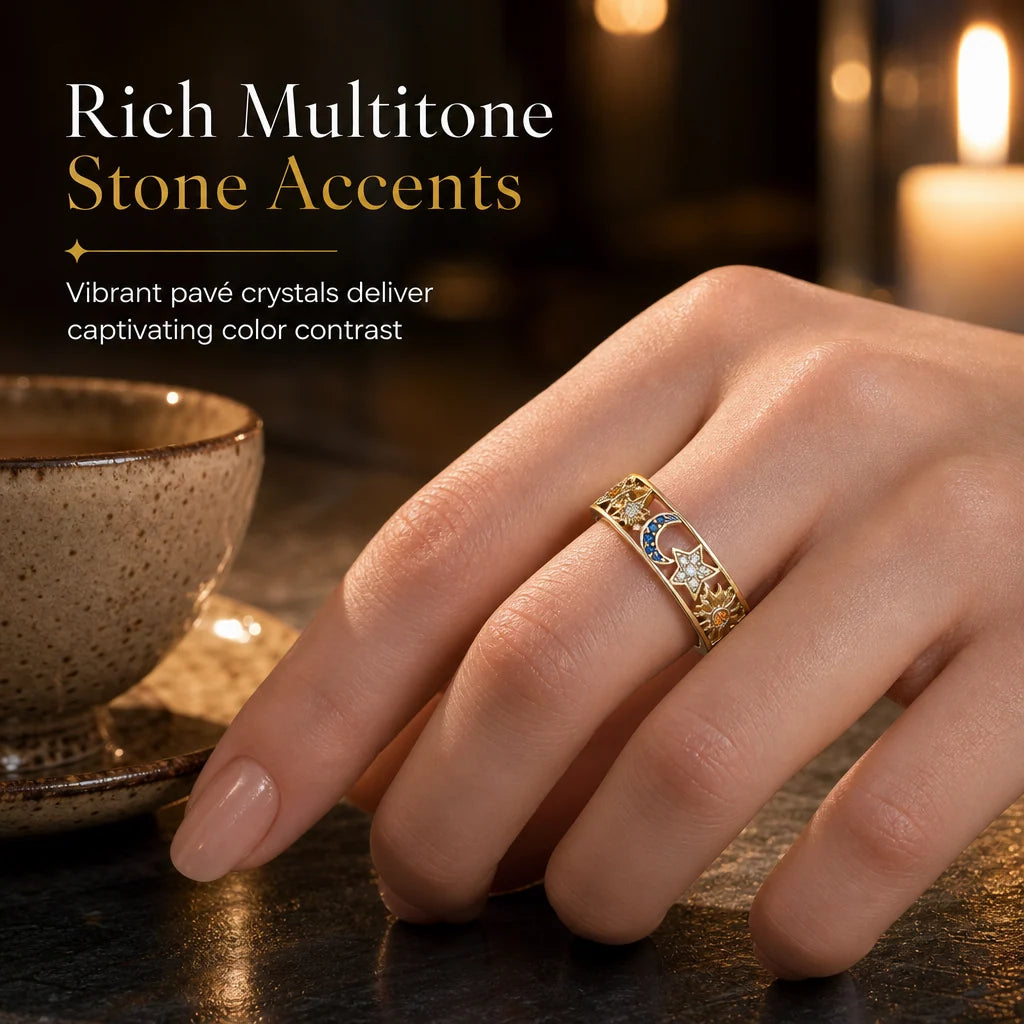 💎Women's Celestial Sun Moon and Star Hollow Out Ring