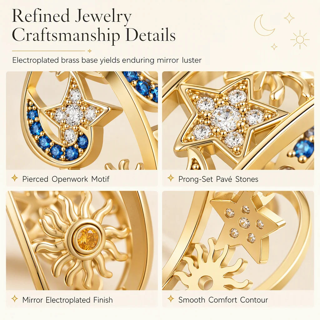 💎Women's Celestial Sun Moon and Star Hollow Out Ring