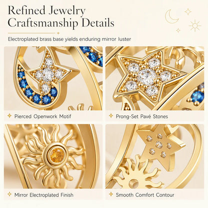 💎Women's Celestial Sun Moon and Star Hollow Out Ring