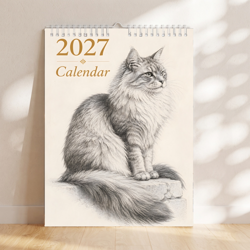 🐾 2027 Long-Haired Cat Wall Calendar