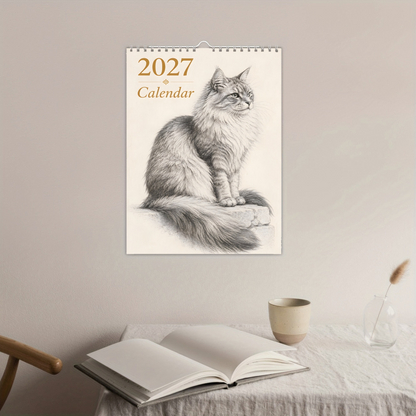 🐾 2027 Long-Haired Cat Wall Calendar