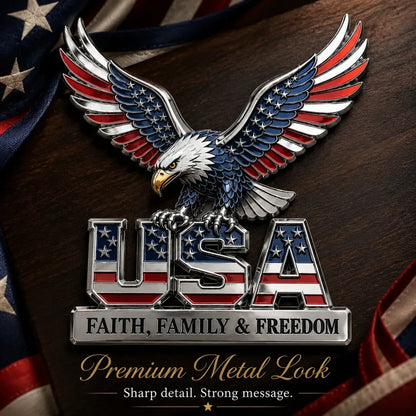 🚘USA Faith, Family & Freedom Metal Car Badge