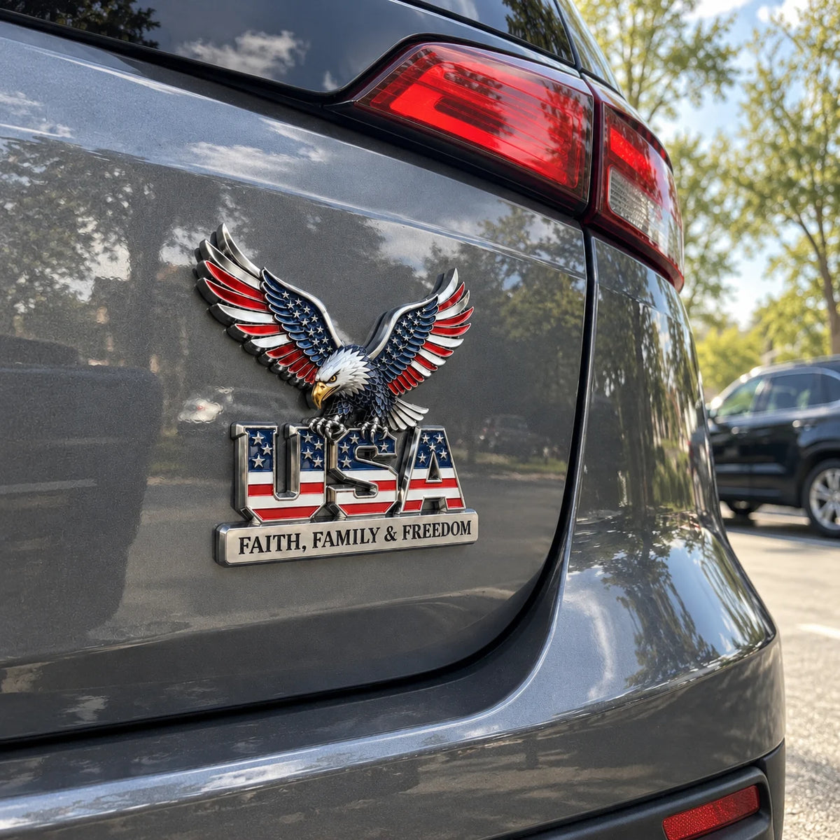 🚘USA Faith, Family & Freedom Metal Car Badge