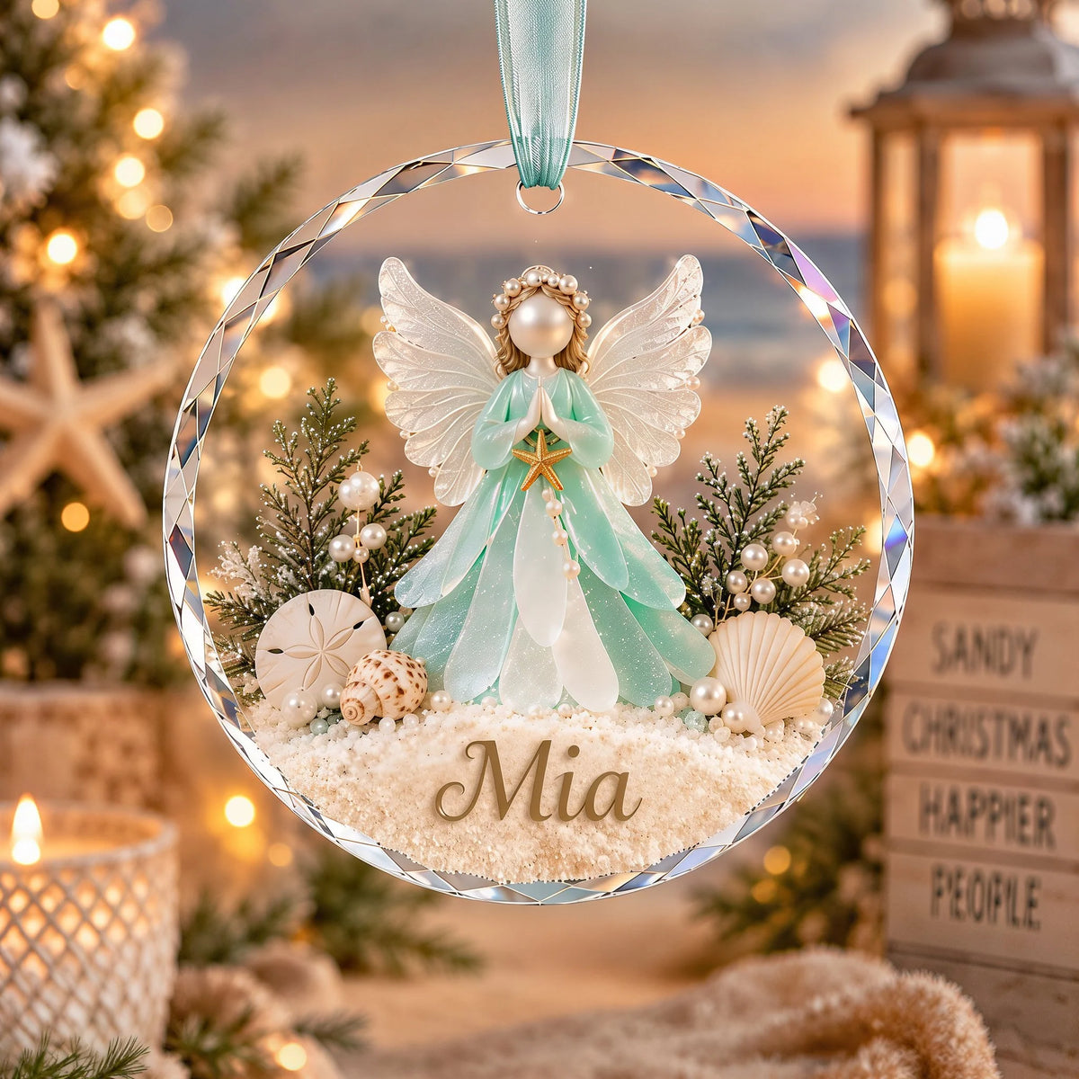 🎄✨Personalized Coastal Beach Christmas Ornament