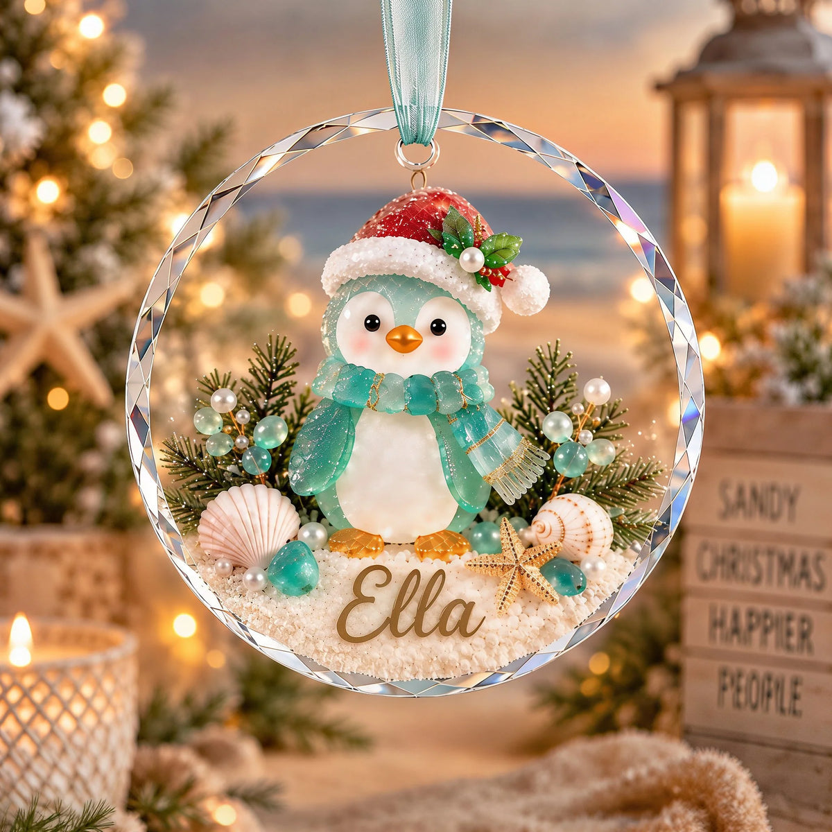 🎄✨Personalized Coastal Beach Christmas Ornament