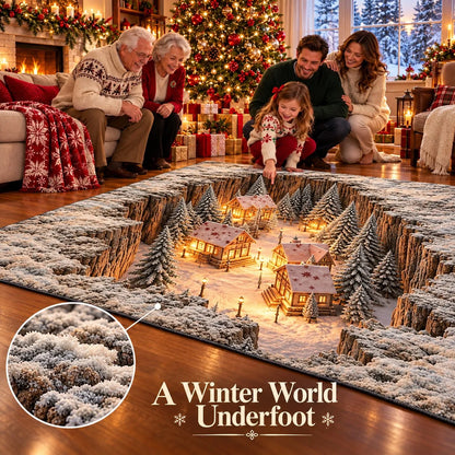 ☀️Optical Illusion Christmas Scene Rug | Bring A Hidden Winter Village To Your Floor