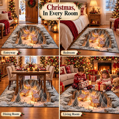 ☀️Optical Illusion Christmas Scene Rug | Bring A Hidden Winter Village To Your Floor