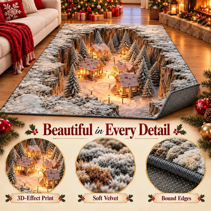 ☀️Optical Illusion Christmas Scene Rug | Bring A Hidden Winter Village To Your Floor