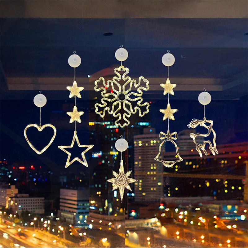 🎄❄️ DIY Christmas Snowflake Suction Cup LED Lights ✨ | Battery Operated, Warm & Multi-Colour, Window Suction Lights, Christmas Home & Party Decor