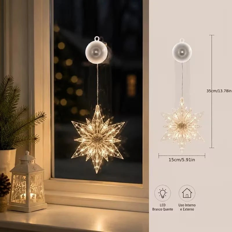 🎄❄️ DIY Christmas Snowflake Suction Cup LED Lights ✨ | Battery Operated, Warm & Multi-Colour, Window Suction Lights, Christmas Home & Party Decor
