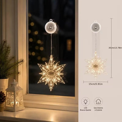 🎄❄️ DIY Christmas Snowflake Suction Cup LED Lights ✨ | Battery Operated, Warm & Multi-Colour, Window Suction Lights, Christmas Home & Party Decor