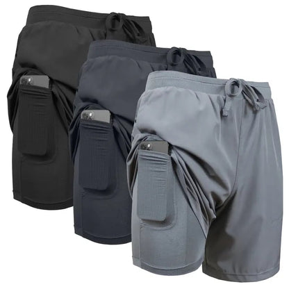 Men's 2 in 1 Quick Dry Gym Running Shorts With Liner