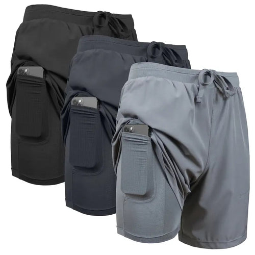 Men's 2 in 1 Quick Dry Gym Running Shorts With Liner