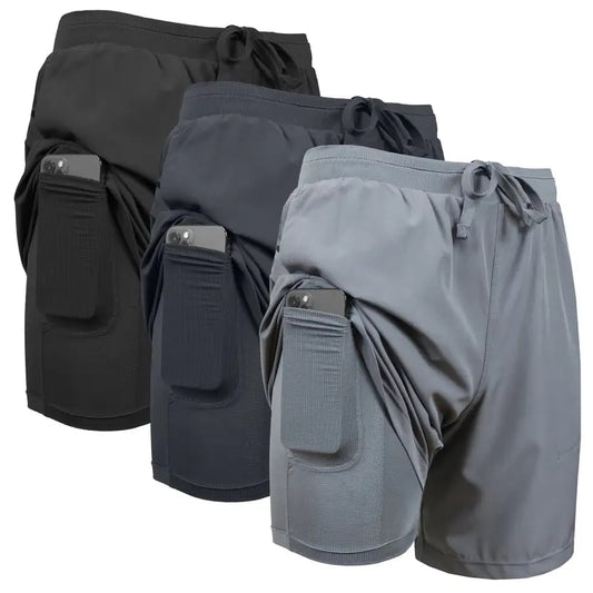 Men's 2 in 1 Quick Dry Gym Running Shorts With Liner