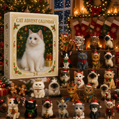 Advent Calendar 2026 Cat Advent Calendar Gift for Adults Friends Cat Owners and Lovers Christmas Holiday Countdown Gift 24 Designs Cats Charm Christmas Tree Ornament