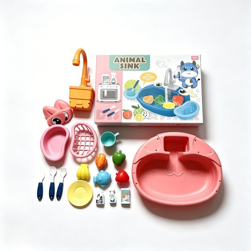 Cute Kitchen Sink Toy Set with Water Faucet