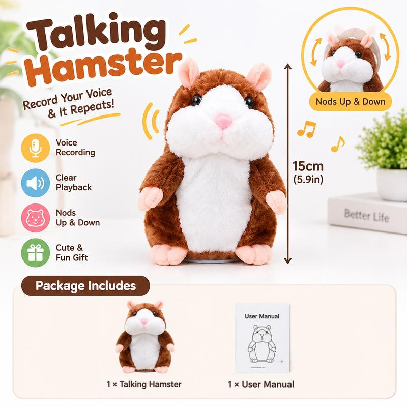 🐹 Last Day Special！✨Talking Hamster Plush – repeats whatever you say, auto head-shaking, hilarious fun for kids & adults.🎁