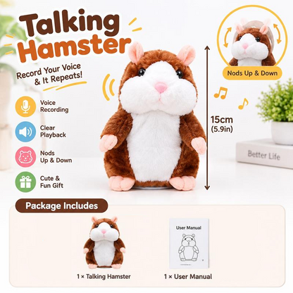 🐹 Last Day Special！✨Talking Hamster Plush – repeats whatever you say, auto head-shaking, hilarious fun for kids & adults.🎁