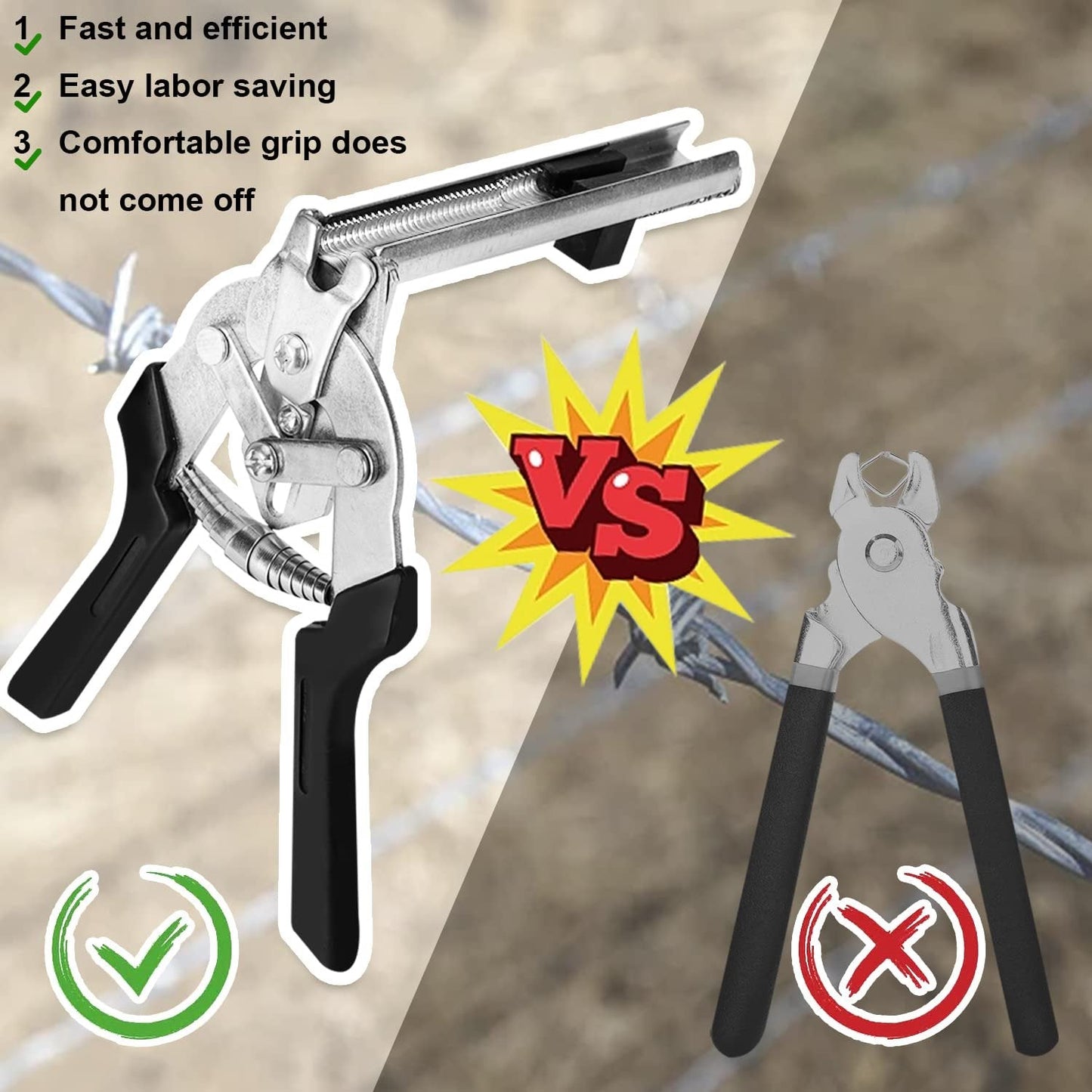 🔥M-Type Hog Ring Pliers Kit – Semi-Automatic Spring-Loaded Fence & Cage Repair Tool