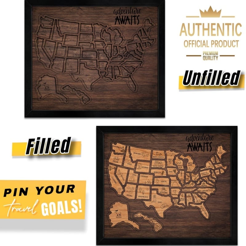 Wooden USA Travel Map Puzzle🧩A Stylish Way to Track Your Journey