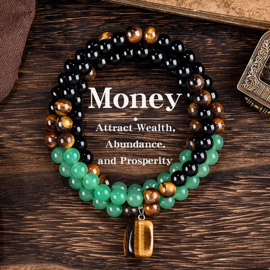 ✨ Attraction Necklace With GreenAventurine & Tiger Eye Pendant Healing Crystal Stone