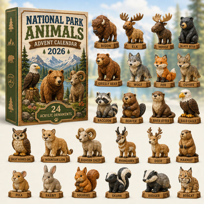 🐻National Park Adorable Animals Advent Calendar 2026 - 24-Day Festive Countdown, Acrylic Charms Blind Box - Gift For Family & Friends