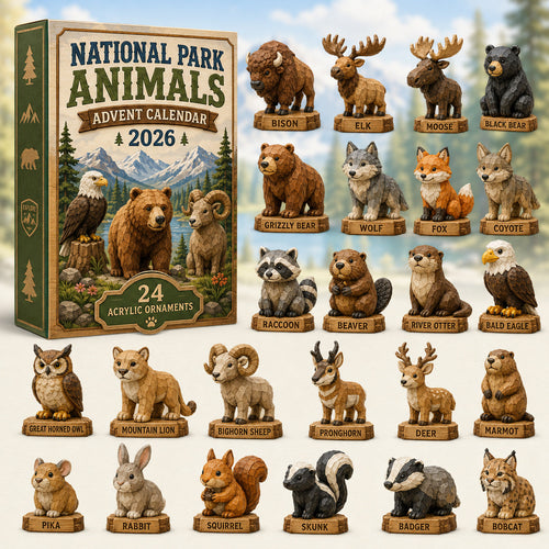 🐻National Park Adorable Animals Advent Calendar 2026 - 24-Day Festive Countdown, Acrylic Charms Blind Box - Gift For Family & Friends