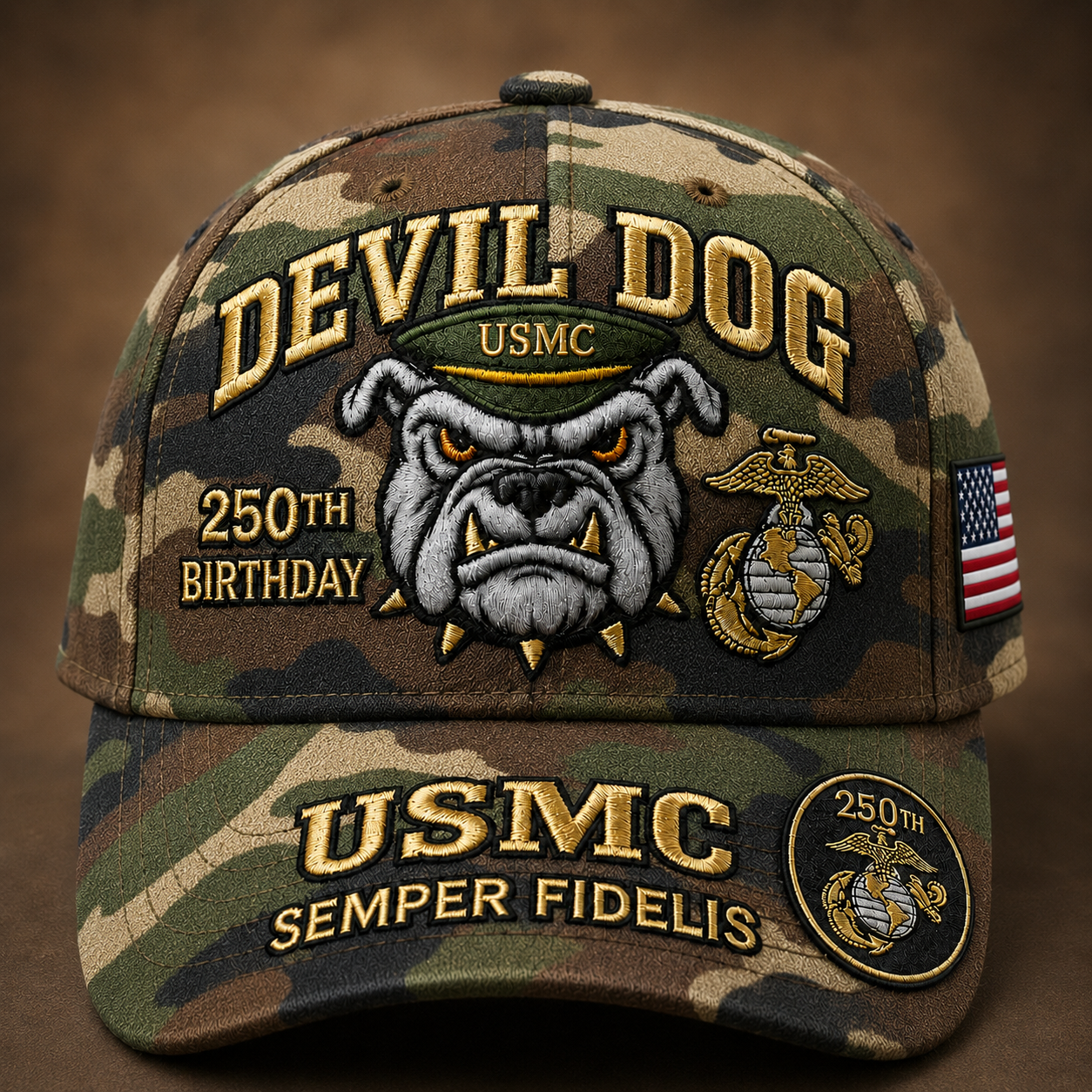❤️Devil Dog USMC 250th Birthday Commemorative Embroidered Cap（Printed） 🇺🇸