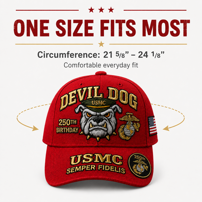 ❤️Devil Dog USMC 250th Birthday Commemorative Embroidered Cap（Printed） 🇺🇸