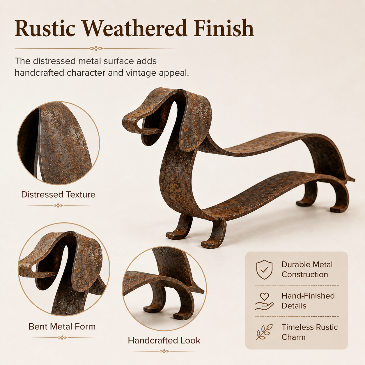 🔥🔥Rustic Dachshund Metal Sculpture