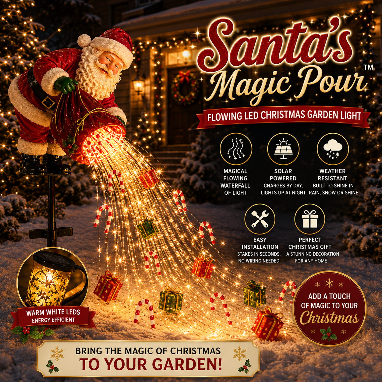 ✨48% OFF  Santa’s Magic Pour – Flowing LED Christmas Garden Light