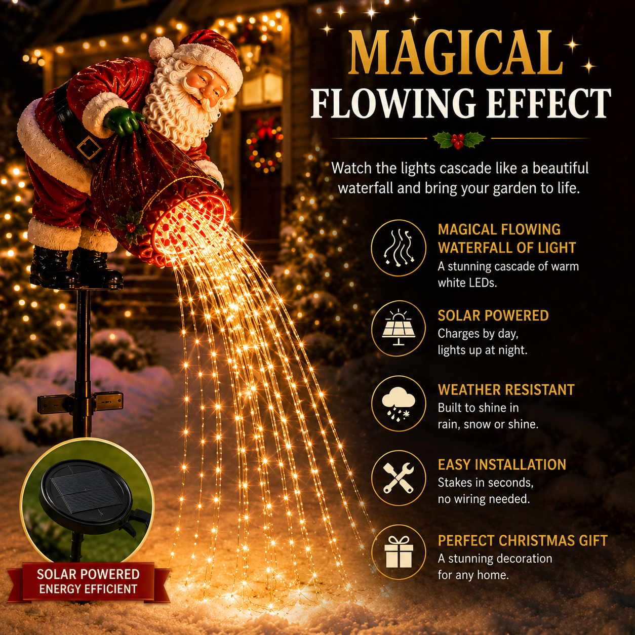 ✨48% OFF  Santa’s Magic Pour – Flowing LED Christmas Garden Light