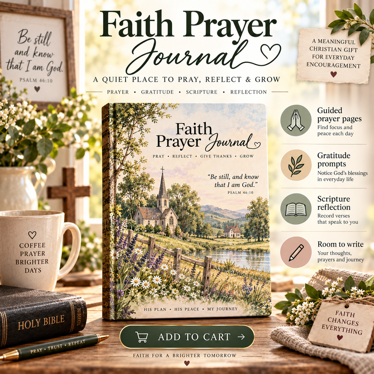 ✝️Faith Prayer Journal – Guided Christian Prayer, Gratitude & Scripture Reflection Journal – Meaningful Gift for Family, Friends & Church Community