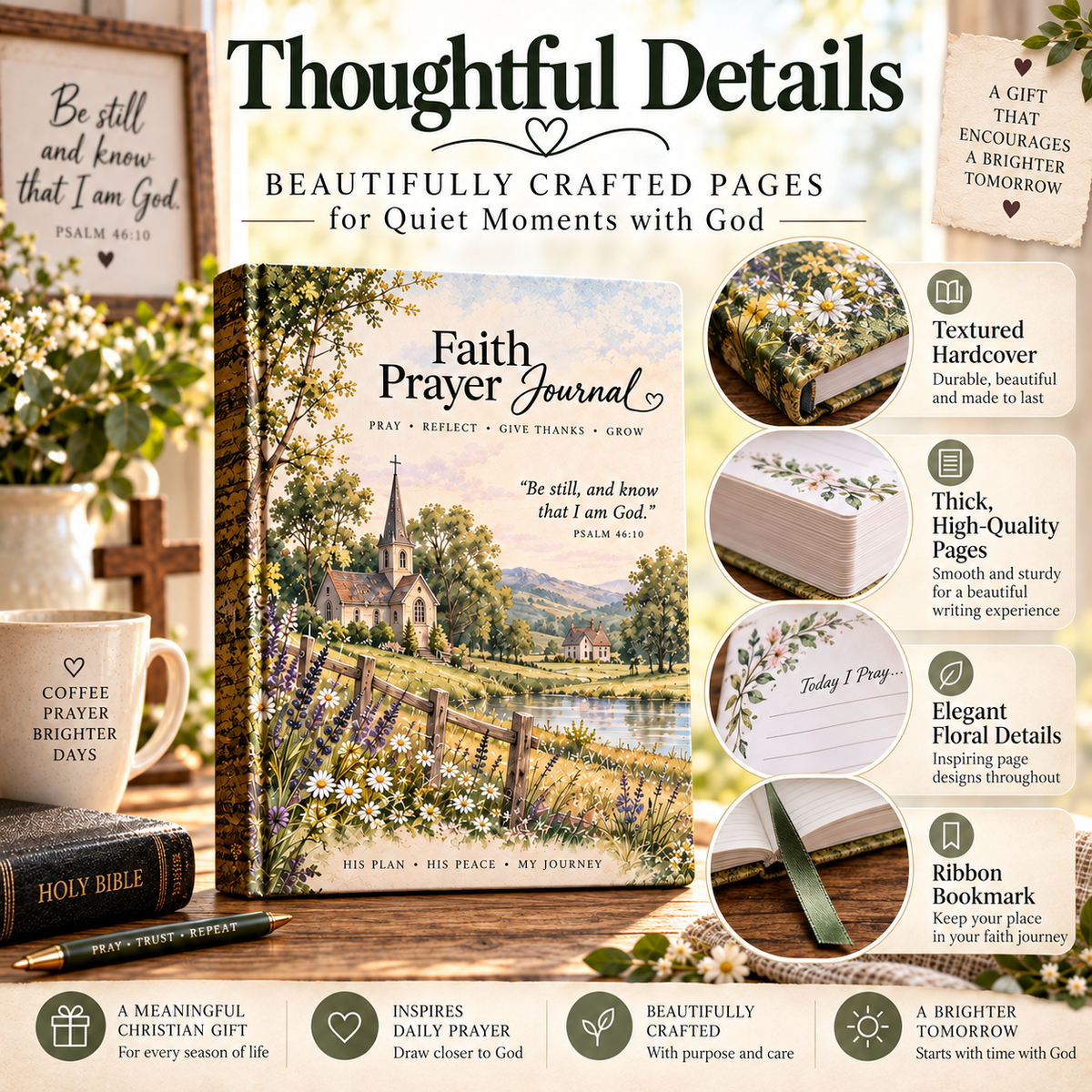 ✝️Faith Prayer Journal – Guided Christian Prayer, Gratitude & Scripture Reflection Journal – Meaningful Gift for Family, Friends & Church Community