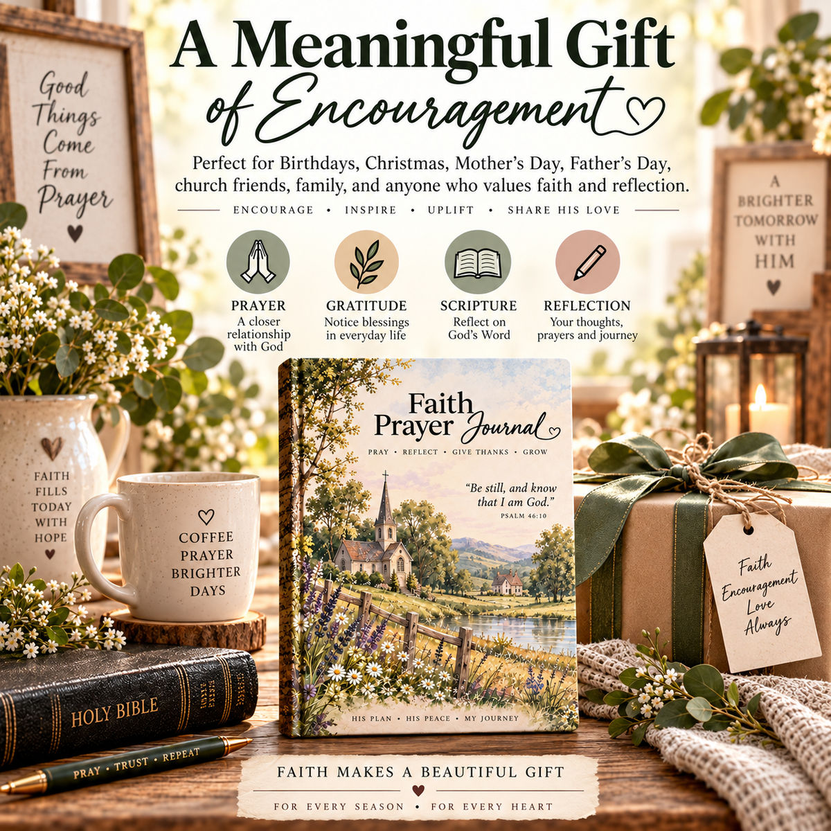 ✝️Faith Prayer Journal – Guided Christian Prayer, Gratitude & Scripture Reflection Journal – Meaningful Gift for Family, Friends & Church Community