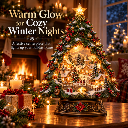 🎄✨ Christmas Tree Keeper – Hidden Village Lighted Tabletop Decor
