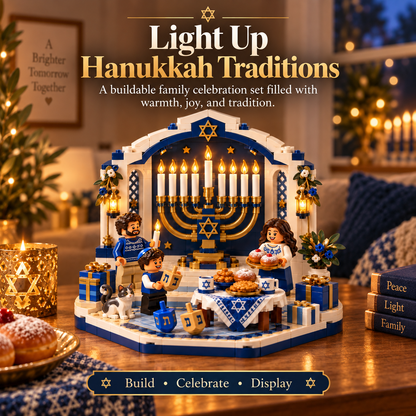🕎✨ Last Day 48% OFF ⏰ Hanukkah Family Light Building Block Display Set
