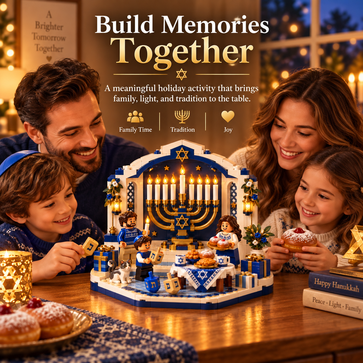 🕎✨ Last Day 48% OFF ⏰ Hanukkah Family Light Building Block Display Set