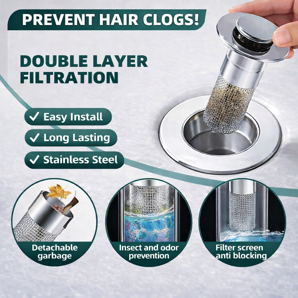 🔥Last Day Promotion 45% OFF🏆Pop Up Sink Drain Strainer----🛀Removes odors and prevents blockages