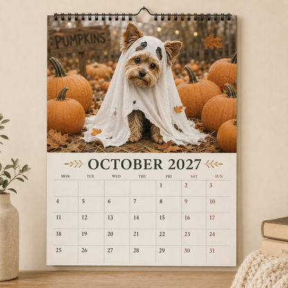 🐶2027 Funny Yorkshire Terrier Wall Calendar | A4 Hanging Calendar-2