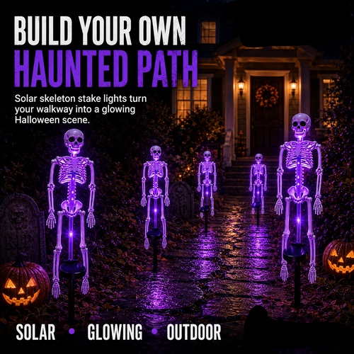 Solar Skeleton Ground Stake Lights Outdoor Waterproof Halloween Decor Lights