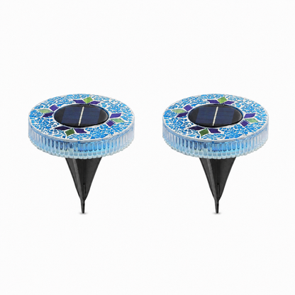 🛋️Solar Mosaic Disk Lights – Waterproof LED Pathway Lights with Auto On/Off