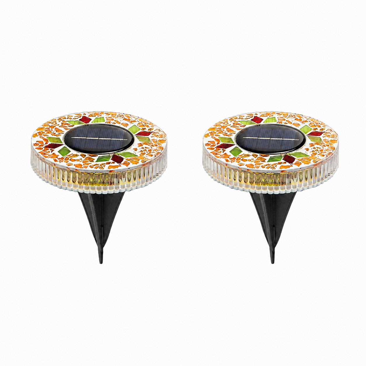 🛋️Solar Mosaic Disk Lights – Waterproof LED Pathway Lights with Auto On/Off