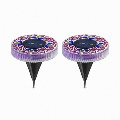 🛋️Solar Mosaic Disk Lights – Waterproof LED Pathway Lights with Auto On/Off