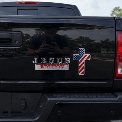 ✝️Blessed Jesus Edition Cross Car Emblem Metal Badge