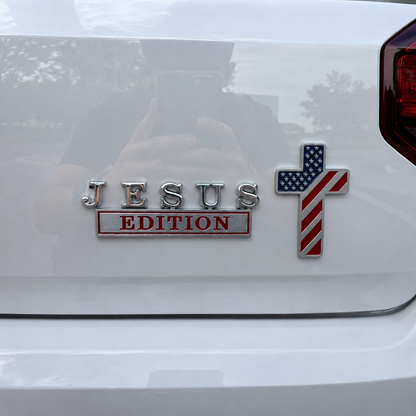 ✝️Blessed Jesus Edition Cross Car Emblem Metal Badge